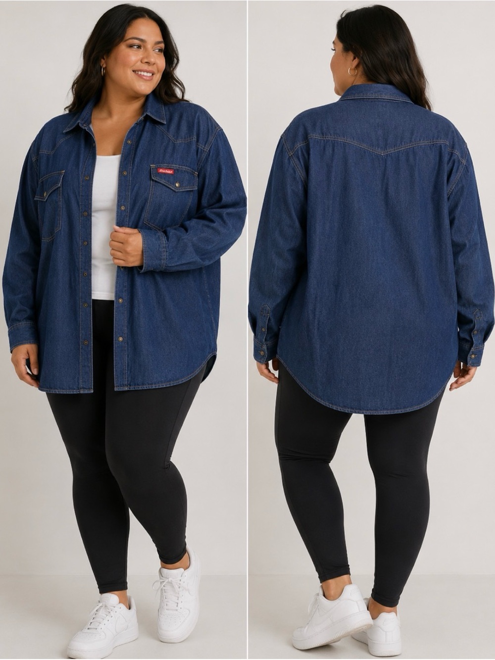 Dickies Denim Shacket Snap Front Oversized Work Shirt Jacket 2X
